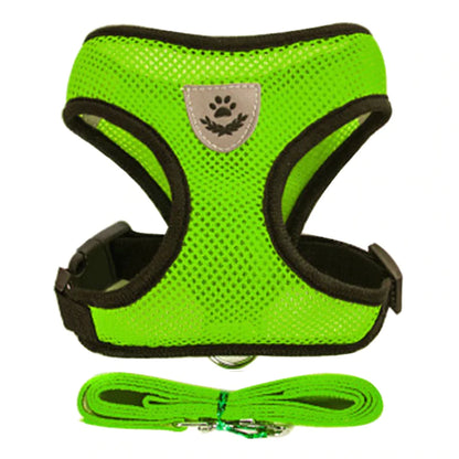 Adjustable Cat & Dog Harness Vest – Mesh Walking Leash for Small to Medium Pets